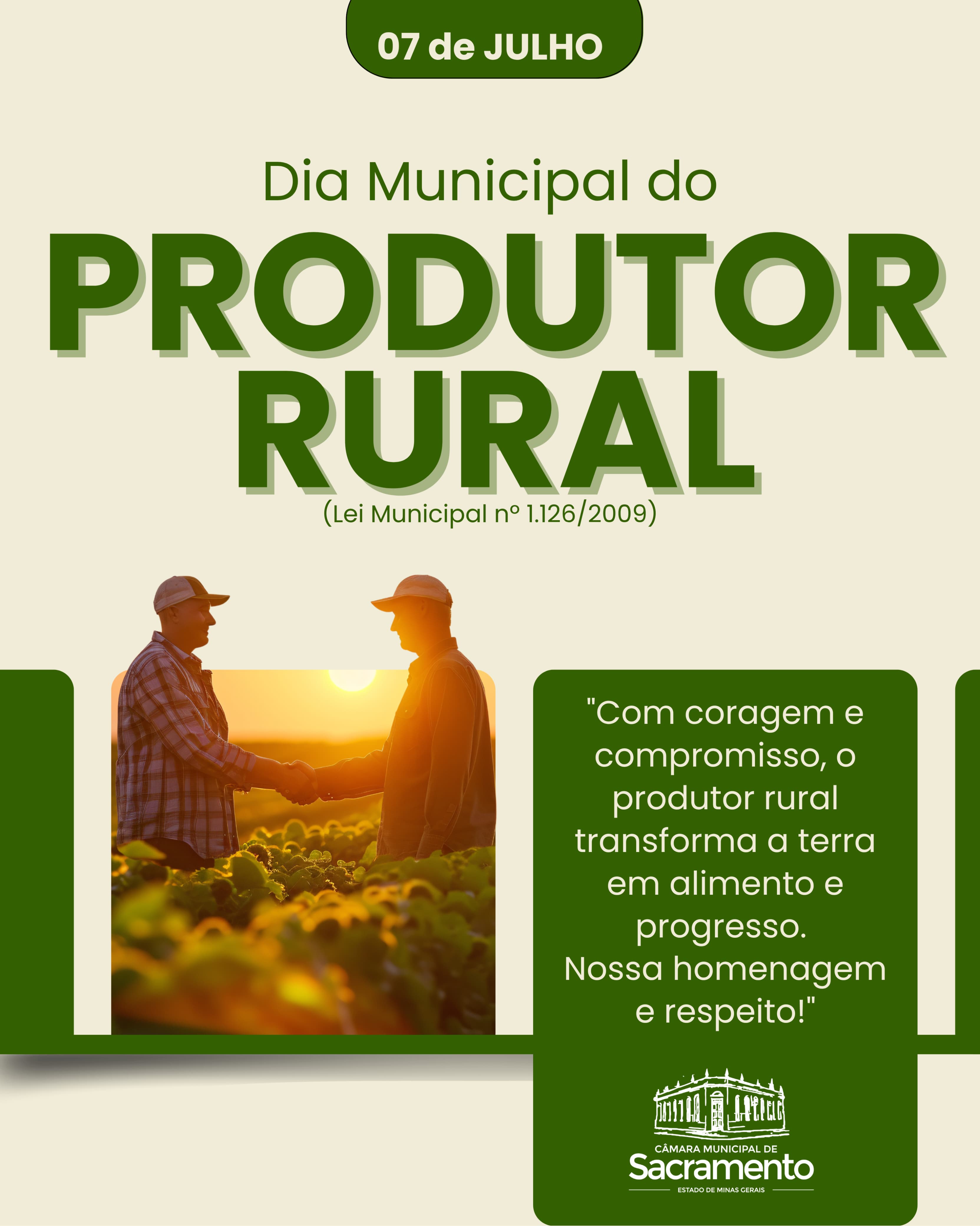 Dia do Produtor Rural em Sacramento é firmado pela Lei Municipal nº 1.126/2009