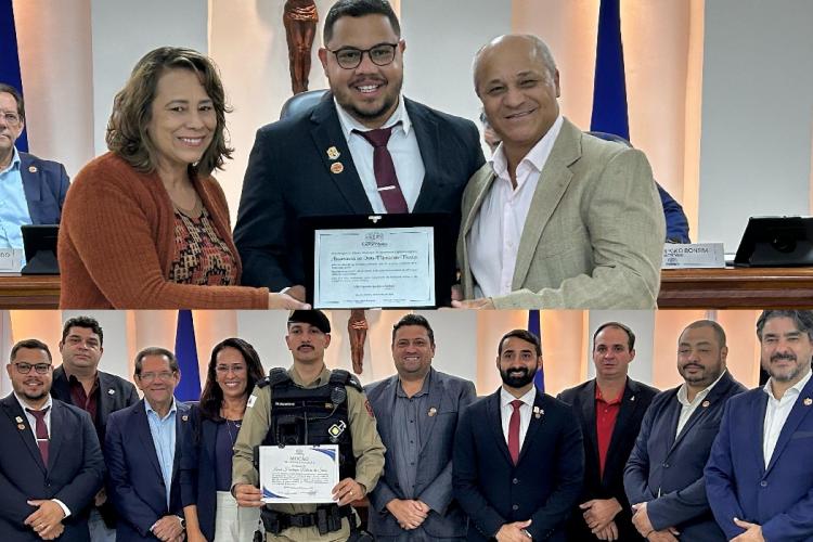 Homenageados da noite: Igreja Evangélica Assembleia de Deus e Tenente PM Lucas