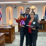 Além da carta de agradecimento, as voluntárias receberam flores 